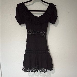 Free People Black Ruffled Tiered Mini Dress
